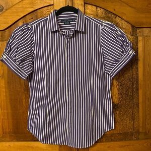 Ralph Lauren Striped Puffed Sleeve Buttondown Blouse